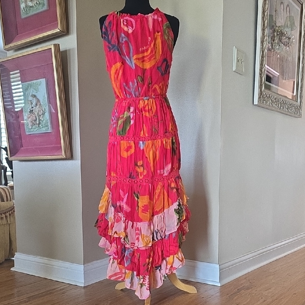 FARM Rio Mixed Fruits Ocean Ruffled Maxi Dress - Picture 3 of 9